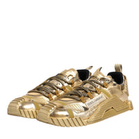 Dolce & Gabbana Gold Stretch Lace Up NS1 Sneakers Shoes