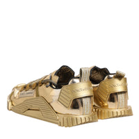 Dolce & Gabbana Gold Stretch Lace Up NS1 Sneakers Shoes