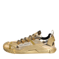 Dolce & Gabbana Gold Stretch Lace Up NS1 Sneakers Shoes