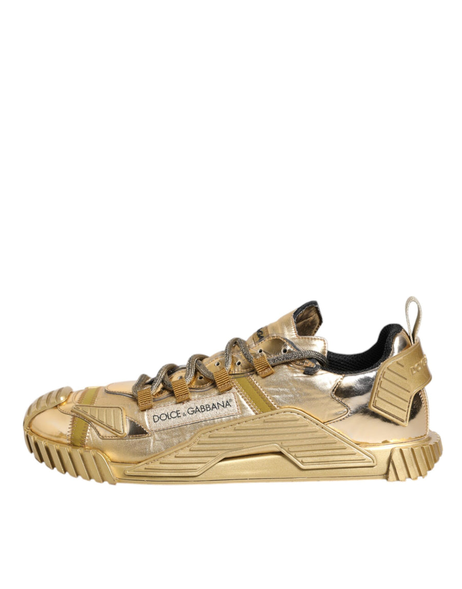 Dolce & Gabbana Gold Stretch Lace Up NS1 Sneakers Shoes