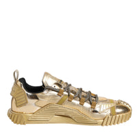 Dolce & Gabbana Gold Stretch Lace Up NS1 Sneakers Shoes