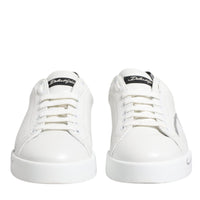 Dolce & Gabbana White Black Logo Portofino Sneakers Shoes