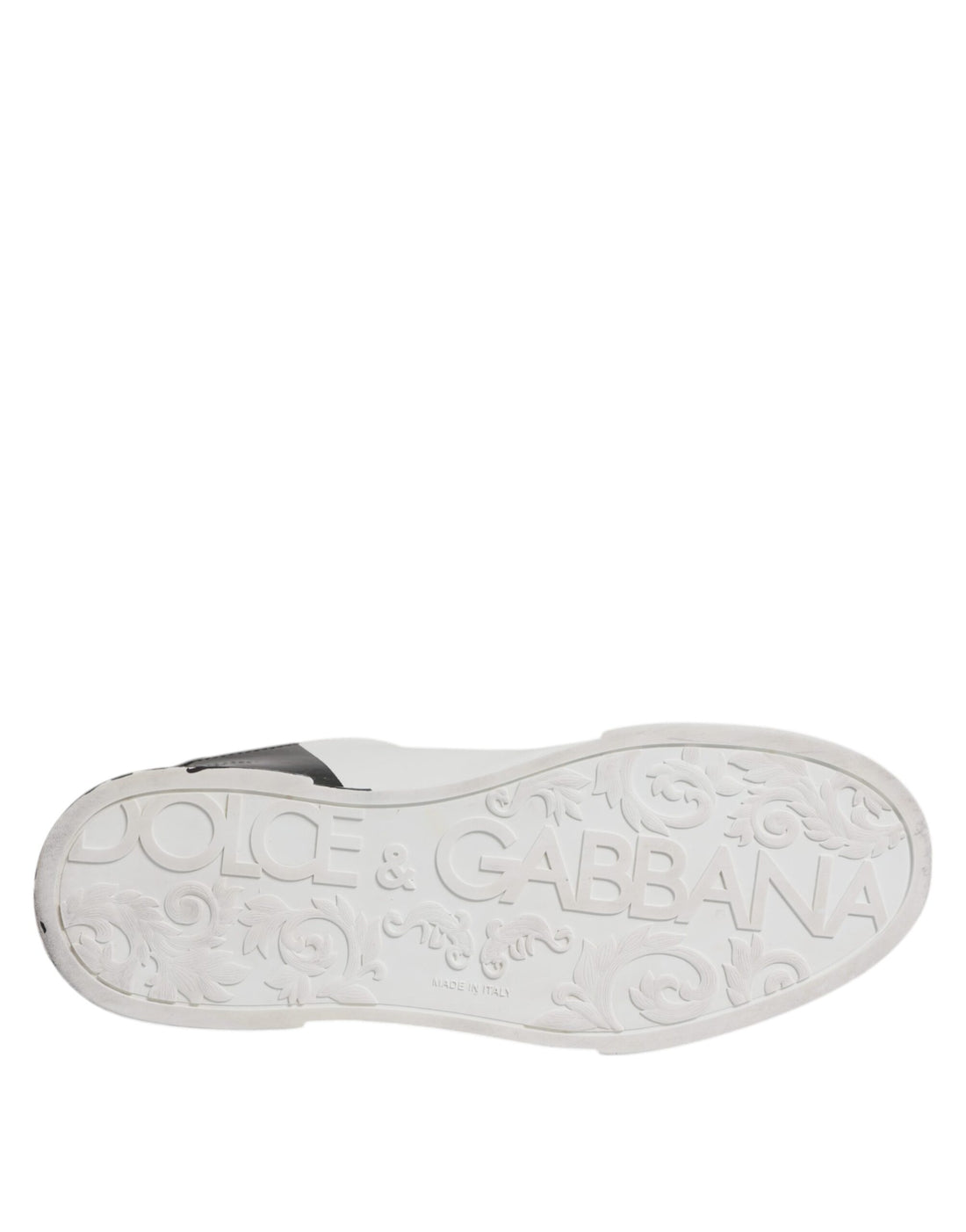 Dolce & Gabbana White Black Logo Portofino Sneakers Shoes