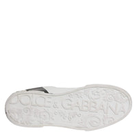 Dolce & Gabbana White Black Logo Portofino Sneakers Shoes