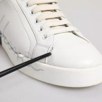 Dolce & Gabbana White Black Logo Portofino Sneakers Shoes