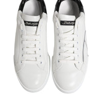 Dolce & Gabbana White Black Logo Portofino Sneakers Shoes