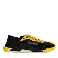 Dolce & Gabbana Black Yellow Low Top NS1 Sneakers Shoes