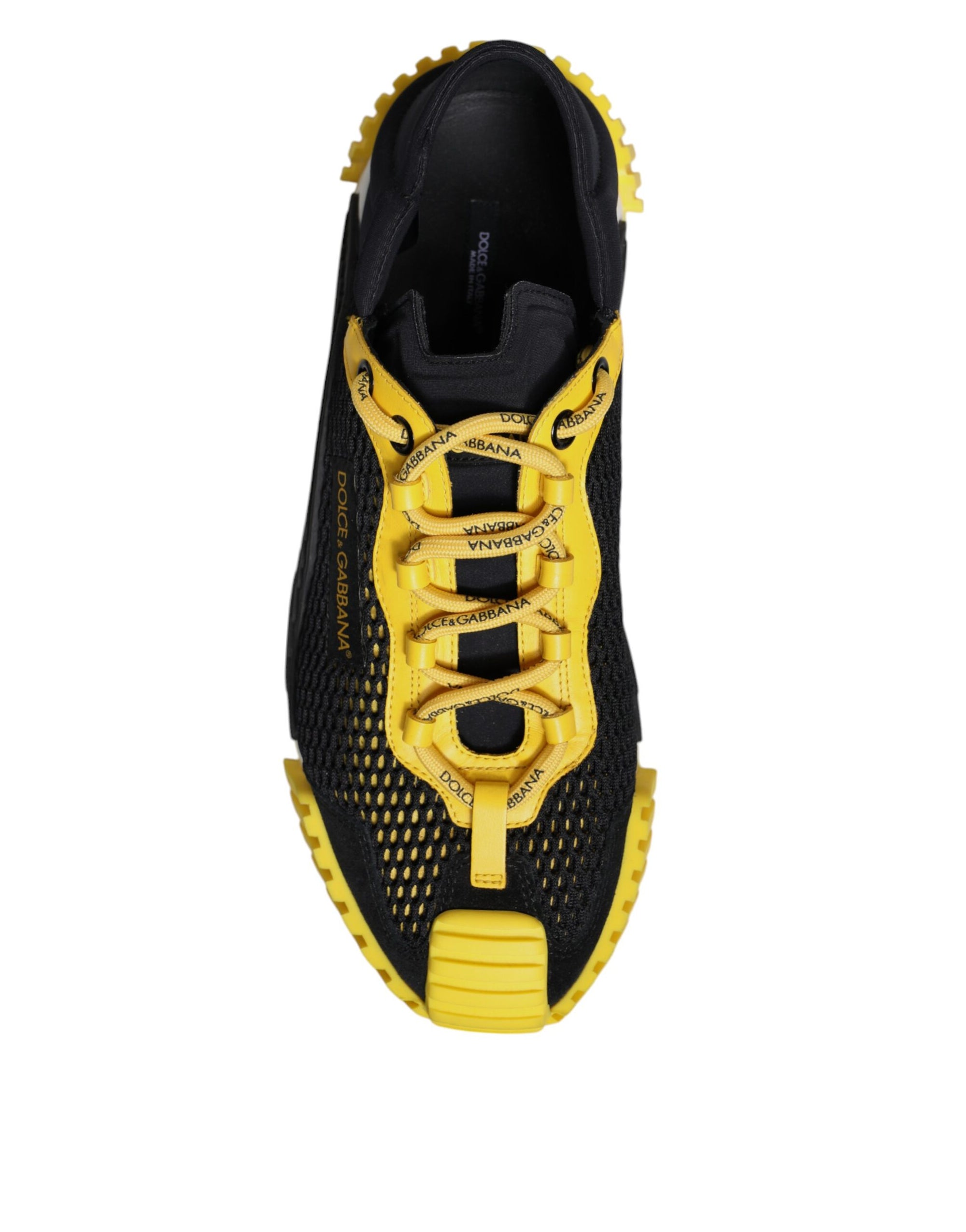 Dolce &amp; Gabbana Black Yellow Low Top NS1 Sneakers Shoes