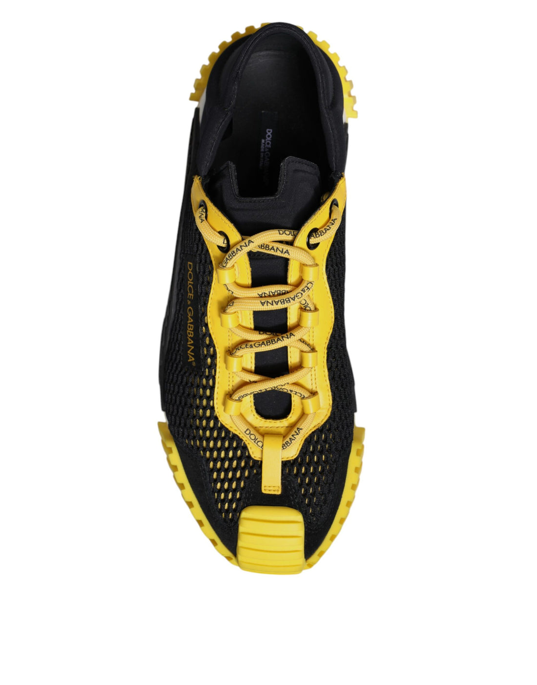 Dolce & Gabbana Black Yellow Low Top NS1 Sneakers Shoes