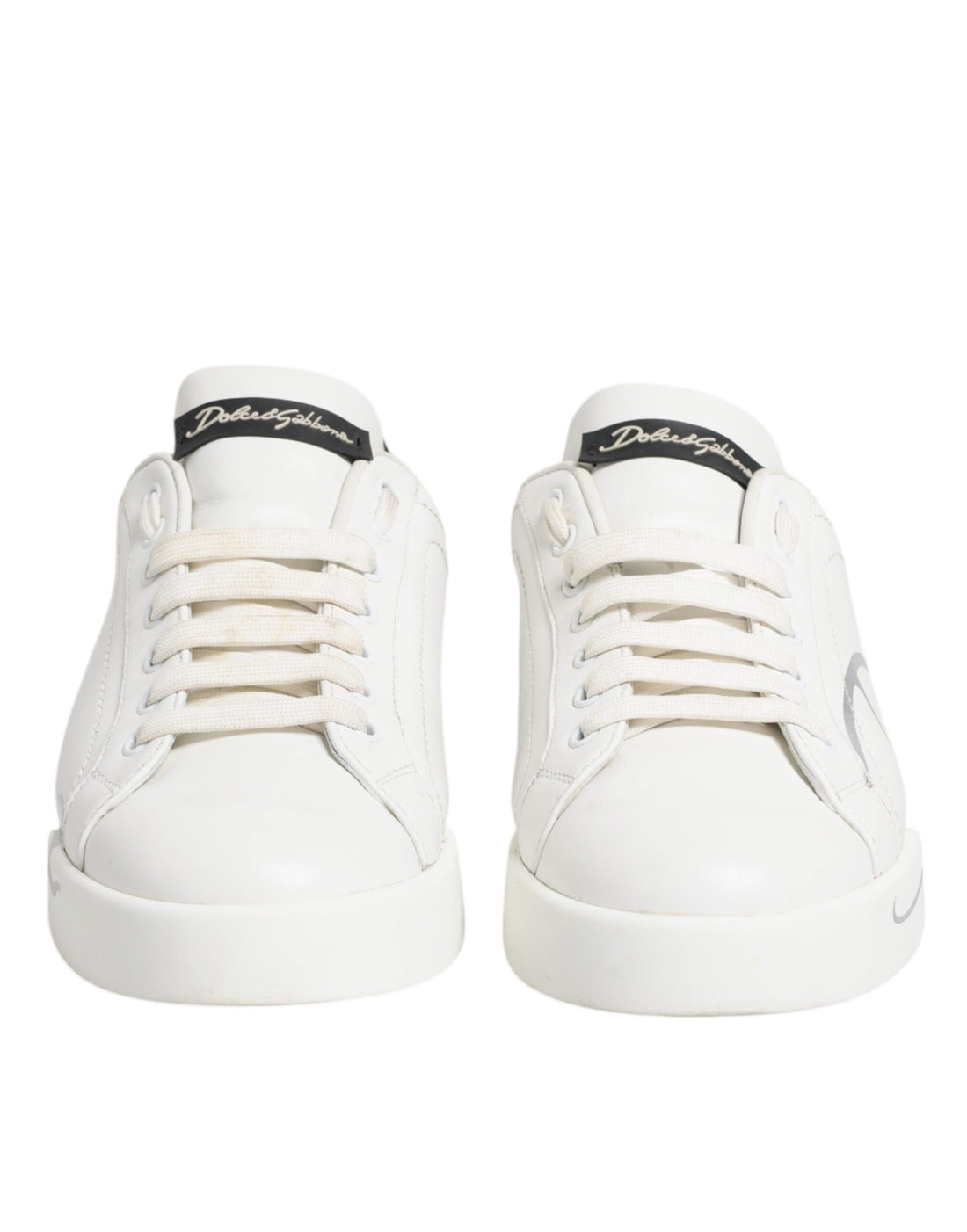 Dolce & Gabbana White Black Logo Portofino Sneaker Shoes