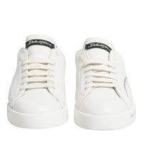 Dolce & Gabbana White Black Logo Portofino Sneaker Shoes