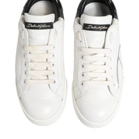 Dolce & Gabbana White Black Logo Portofino Sneaker Shoes