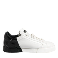 Dolce & Gabbana White Black Logo Portofino Sneaker Shoes