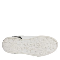 Dolce & Gabbana White Black Logo Portofino Sneaker Shoes