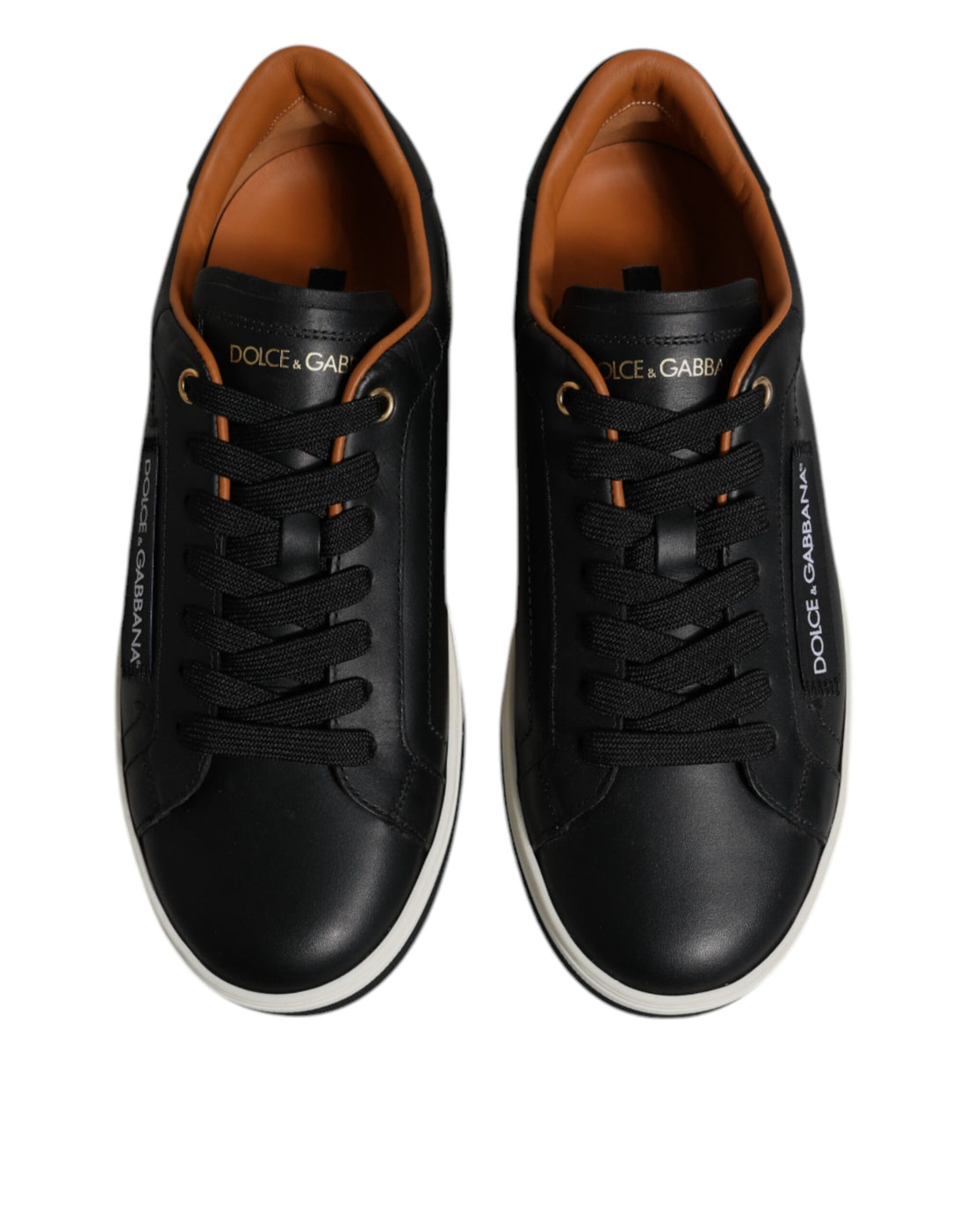 Dolce & Gabbana Black Leather Low Top Men Sneakers Shoes