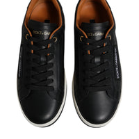 Dolce & Gabbana Black Leather Low Top Men Sneakers Shoes