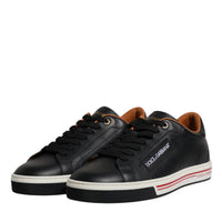 Dolce & Gabbana Black Leather Low Top Men Sneakers Shoes