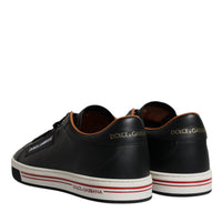 Dolce & Gabbana Black Leather Low Top Men Sneakers Shoes