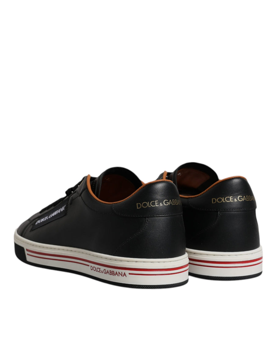 Dolce & Gabbana Black Leather Low Top Men Sneakers Shoes