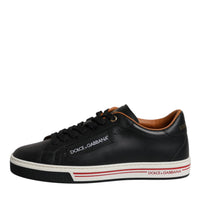 Dolce & Gabbana Black Leather Low Top Men Sneakers Shoes