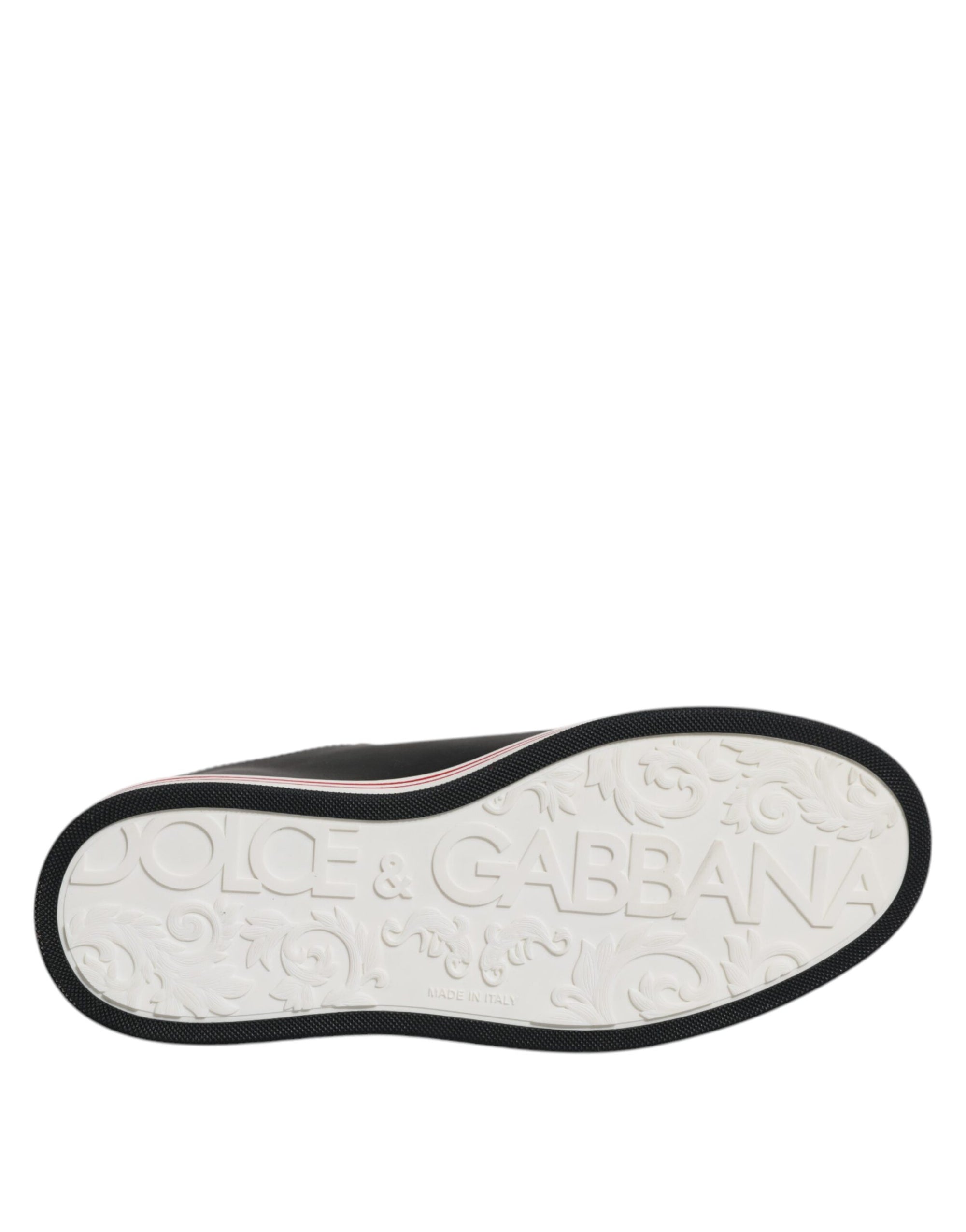 Dolce &amp; Gabbana Black Leather Low Top Men Sneakers Shoes
