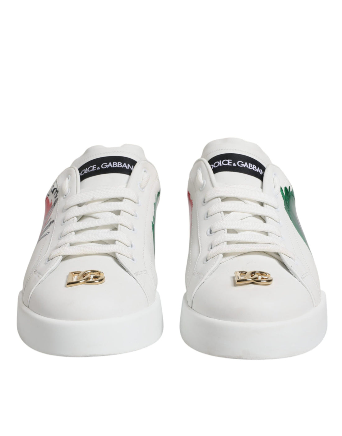 Dolce & Gabbana White Portofino Made In Italy Print Sneakers Shoes