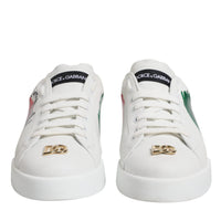 Dolce & Gabbana White Portofino Made In Italy Print Sneakers Shoes