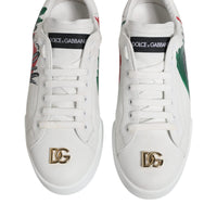 Dolce & Gabbana White Portofino Made In Italy Print Sneakers Shoes