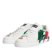 Dolce & Gabbana White Portofino Made In Italy Print Sneakers Shoes