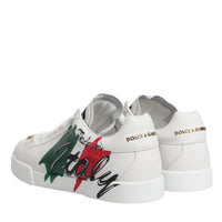 Dolce & Gabbana White Portofino Made In Italy Print Sneakers Shoes