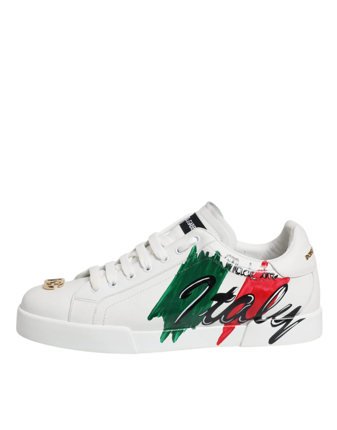 Dolce & Gabbana White Portofino Made In Italy Print Sneakers Shoes