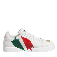 Dolce & Gabbana White Portofino Made In Italy Print Sneakers Shoes