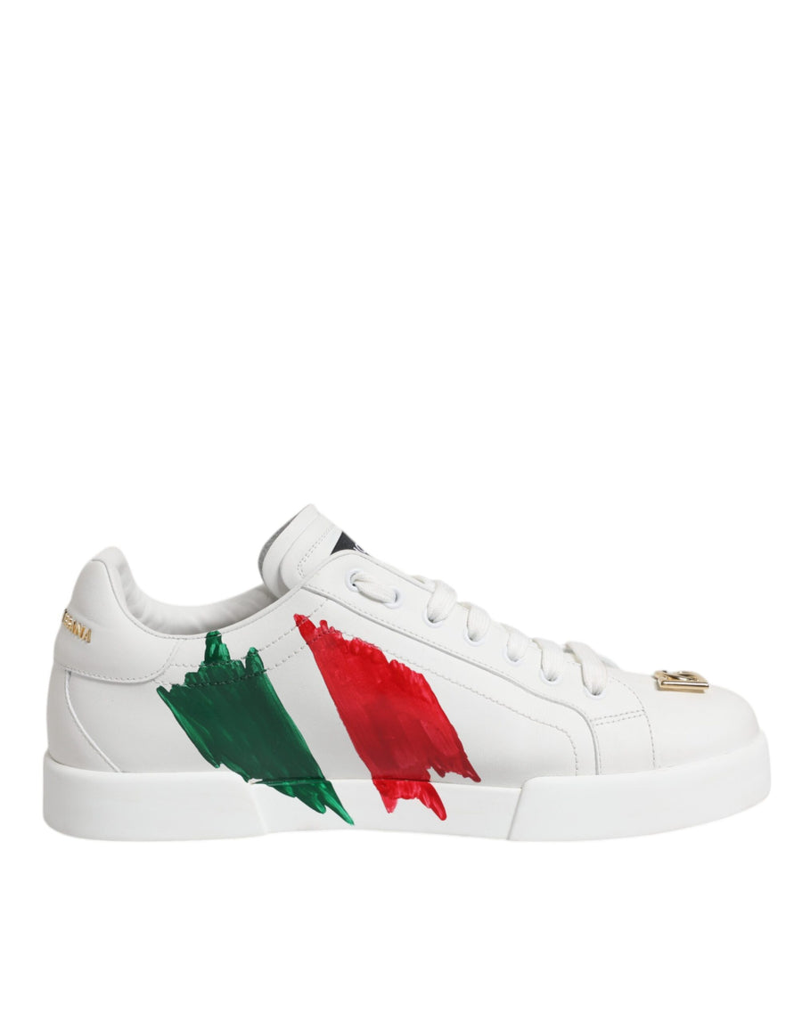 Dolce & Gabbana White Portofino Made In Italy Print Sneakers Shoes