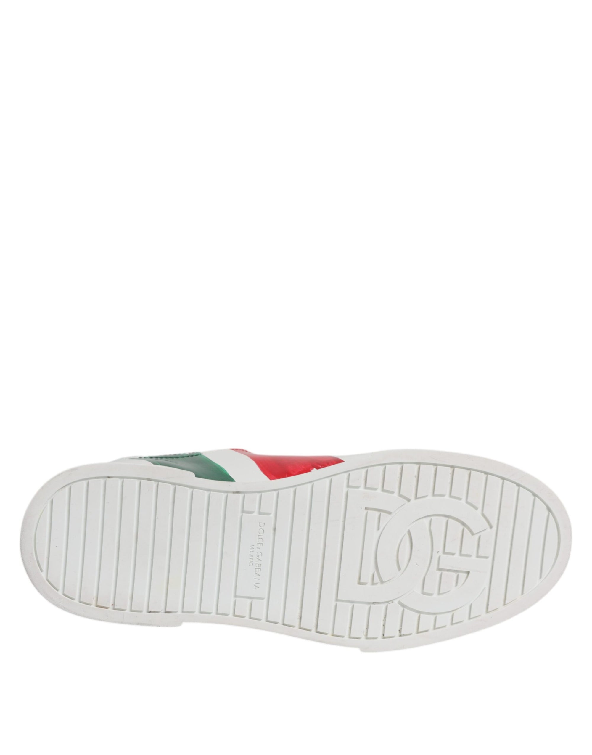 Dolce &amp; Gabbana White Portofino Made In Italy Print Sneakers Shoes