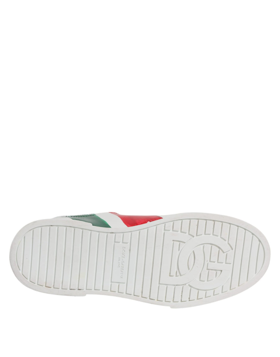 Dolce & Gabbana White Portofino Made In Italy Print Sneakers Shoes