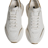 Dolce & Gabbana White Gold DAYMASTER Leather Sneakers Shoes