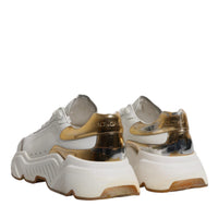 Dolce & Gabbana White Gold DAYMASTER Leather Sneakers Shoes