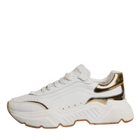 Dolce & Gabbana White Gold DAYMASTER Leather Sneakers Shoes