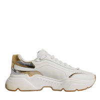 Dolce & Gabbana White Gold DAYMASTER Leather Sneakers Shoes