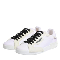 Dolce & Gabbana White Portofino Logo Low Top Sneakers Shoes