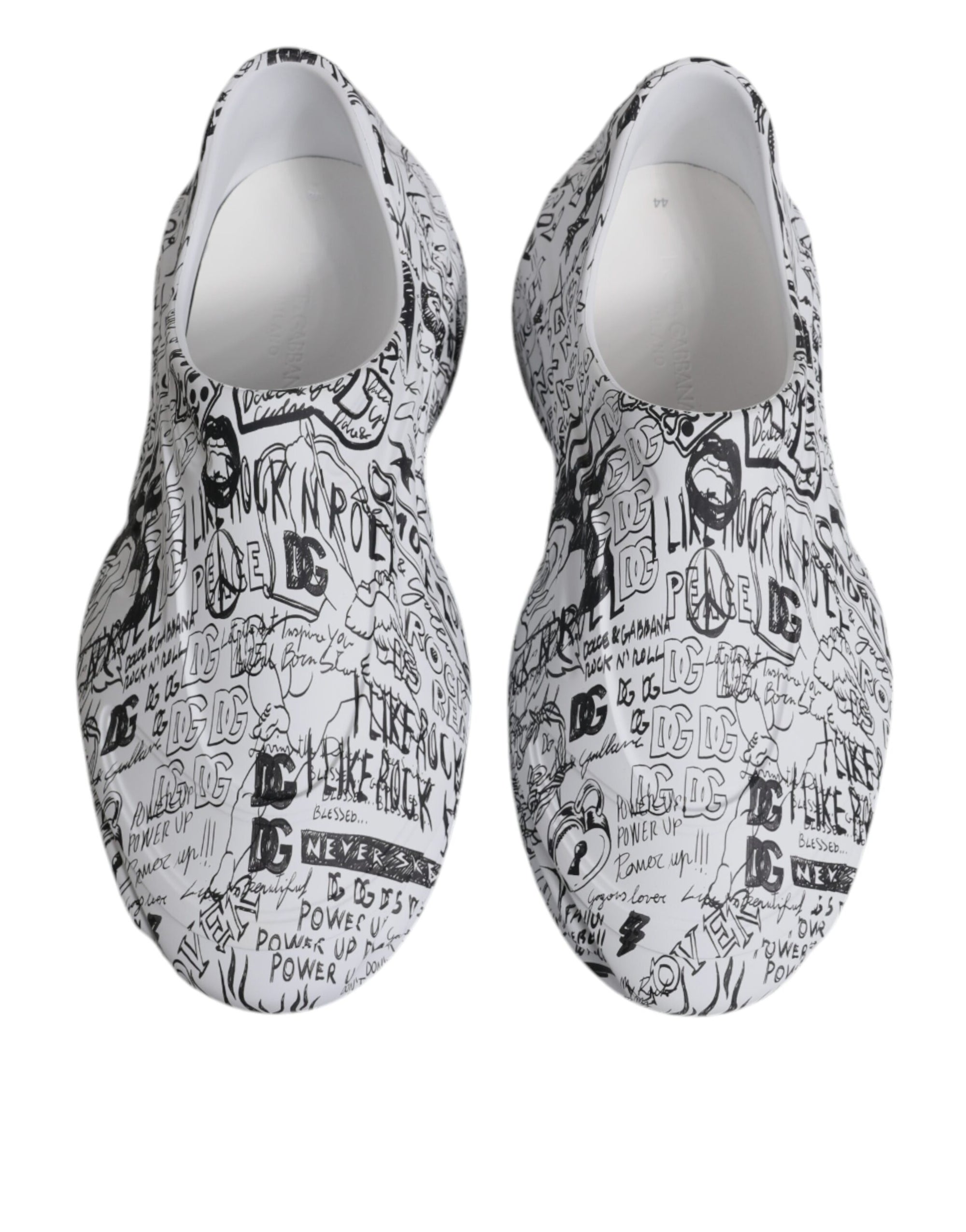 Dolce &amp; Gabbana White Black Graffiti Daymaster Sneakers Shoes