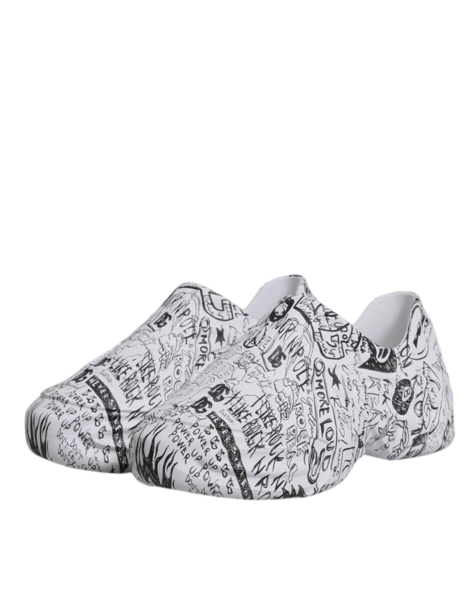 Dolce &amp; Gabbana White Black Graffiti Daymaster Sneakers Shoes