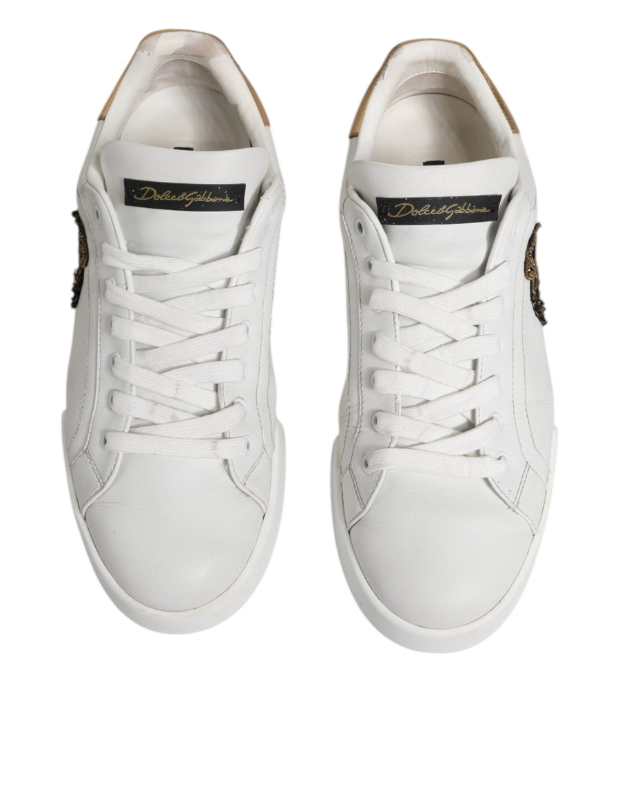 Dolce & Gabbana White Crown Patch Portofino Sneakers Shoes