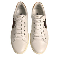 Dolce & Gabbana White Leather Heart Embellished Sneakers Shoes