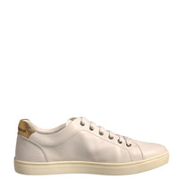 Dolce & Gabbana White Leather Heart Embellished Sneakers Shoes