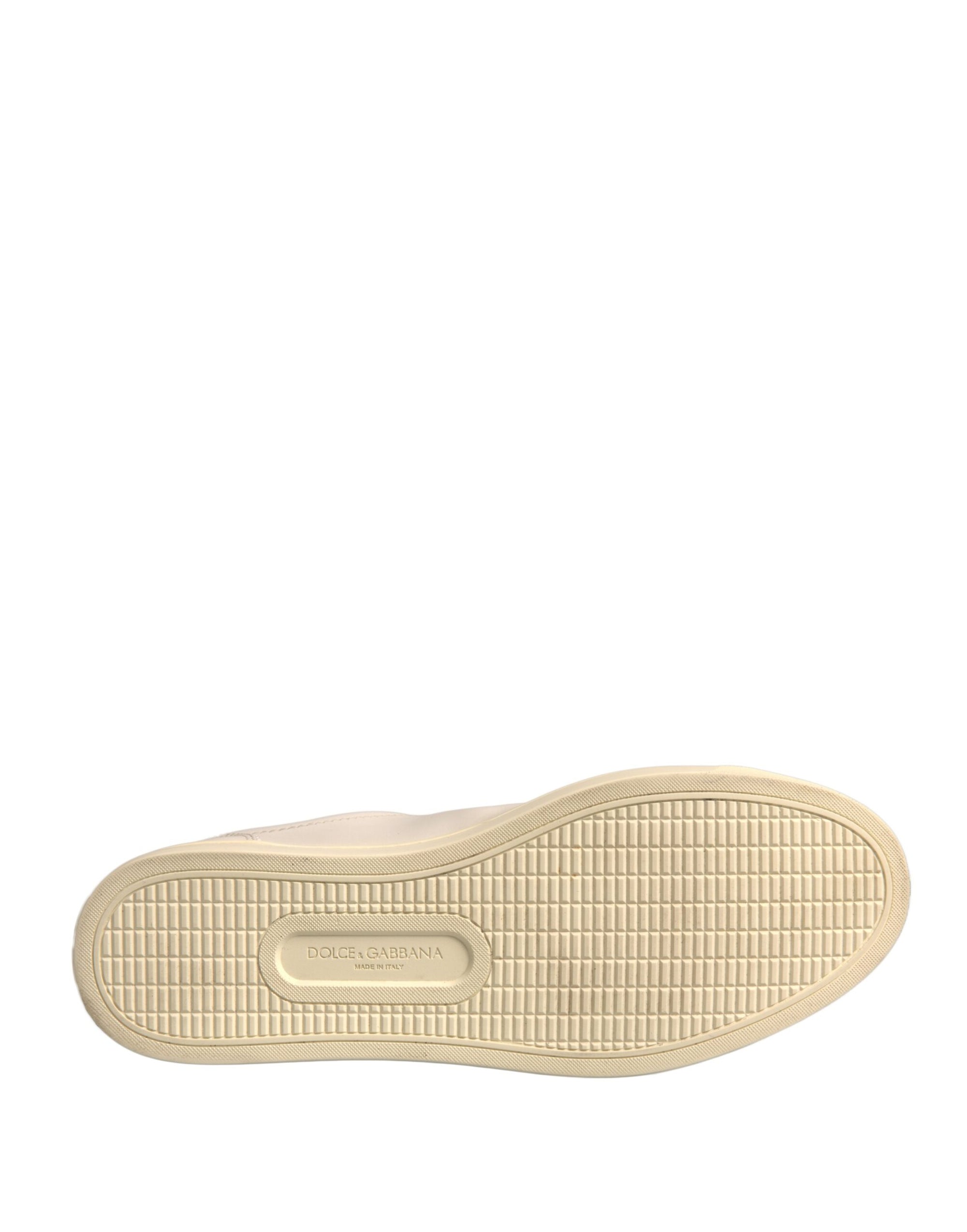 Dolce &amp; Gabbana White Leather Heart Embellished Sneakers Shoes