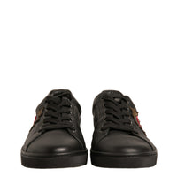 Dolce & Gabbana Black Leather Heart Embellished Sneakers Shoes