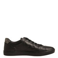 Dolce & Gabbana Black Leather Heart Embellished Sneakers Shoes