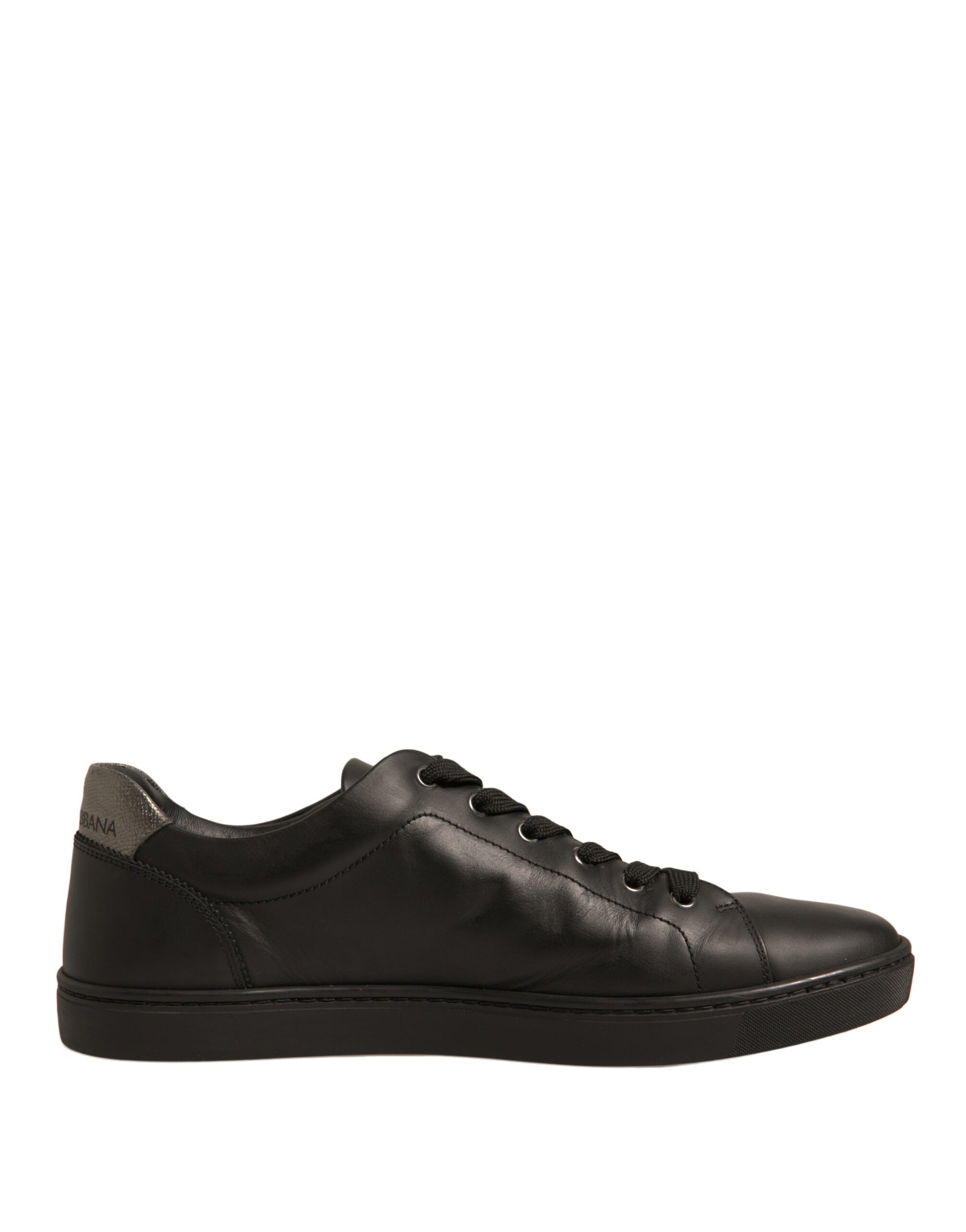 Dolce &amp; Gabbana Black Leather Heart Embellished Sneakers Shoes