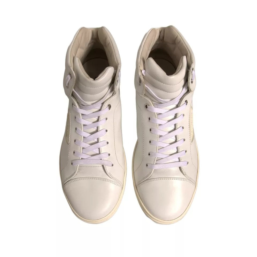 Dolce & Gabbana White London Logo High Top Sneakers Shoes